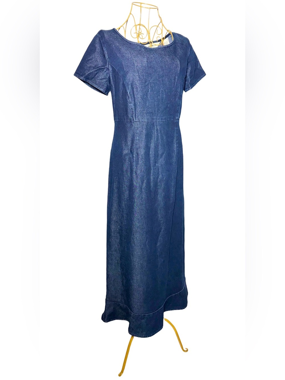 Eddie Bauer Dark Wash Denim Midi Dress with Short Sleeves, Size Medium - Picture 4 of 13